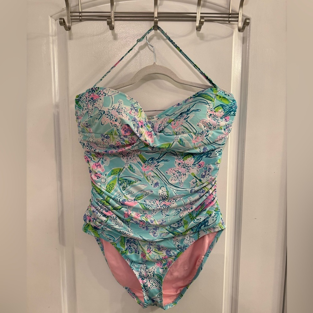 Lilly Pulitzer Flamenco One Piece Swimsuit Sway This Way Removable Strap 14 - Picture 3 of 13